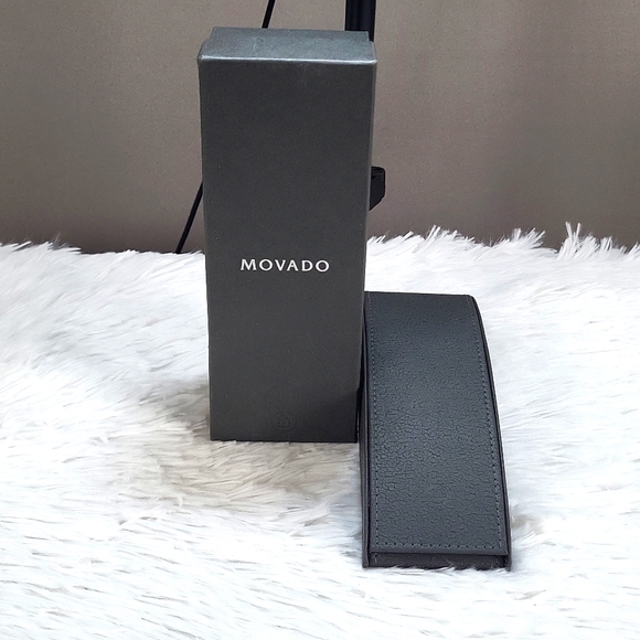 Movado Box Original Vintage Leather Gray Used + Box Outer - Picture 1 of 11